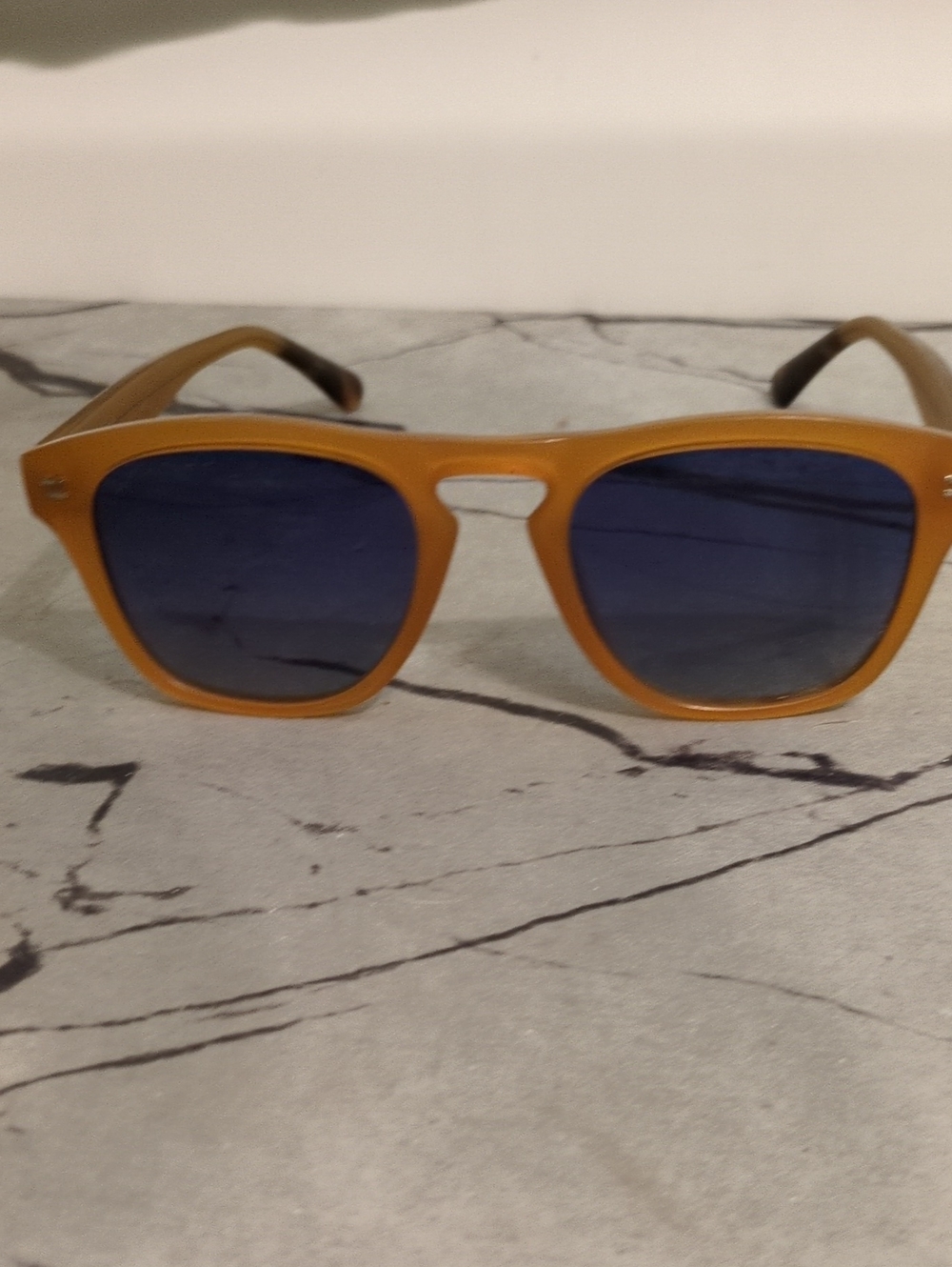 Men's Brown Frame Sunglasses with Blue Lenses